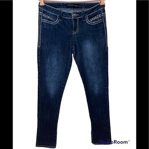 Twentyone black by rue21 dark wash embellished skinny jeans